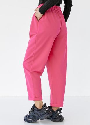 Штани жіночі з відворотом — фуксія колір, 40р (є розміри)2 фото