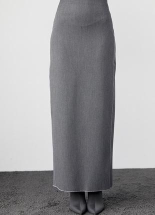Длинная юбка-карандаш с высоким разрезом - серый цвет, l (есть размеры)1 фото