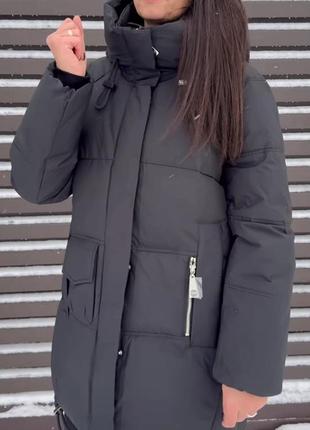 Якісна  жіноча зимова куртка на тінсулейті чорна1 фото