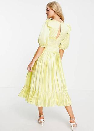 Платье плиссе asos design лимонно-золотистое!4 фото