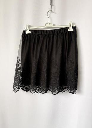 H&m черная юбка мини юбочка сетка кружево готик готическая расширенная3 фото