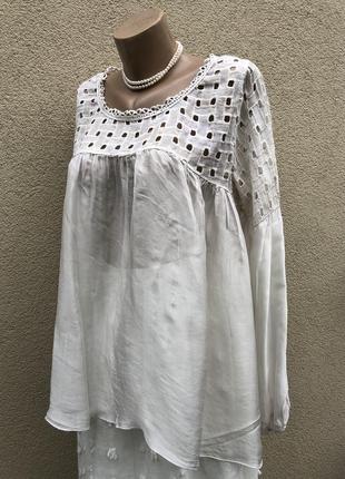 Комбинирован,кружево+шёлк блуза,рубаха,удлиненная спинка,баска,этно,бохо стиль7 фото
