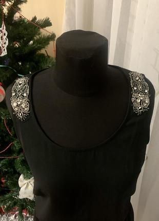Шифоновое платье сарафан с камнями черное мини платье pimkie размер s/m3 фото