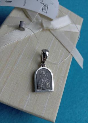 Родированная ладанка иконка серебряная святой николай1 фото