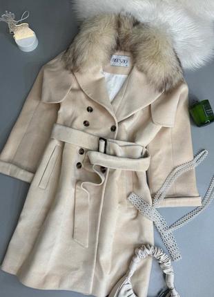 Пальто з натуральним хутром, з поясом, дуже гарне , ідеальне, розмір m8 фото