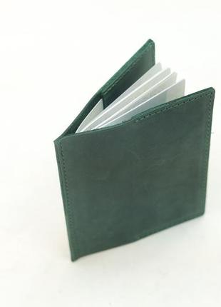 Кожаная обложка для документов модель №17, натуральная винтажная кожа, цвет зеленый2 фото