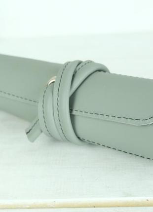Кожаный пенал "скрутка на 6 кармана", натуральная кожа grand, цвет серый