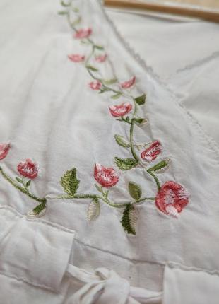 Нічна сукня біла сорочка довга для сну вдома бавовна сарафан вишивка5 фото