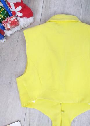 Жіноча накидка без рукавів з вирізами на талії лимонного кольору розмір s5 фото