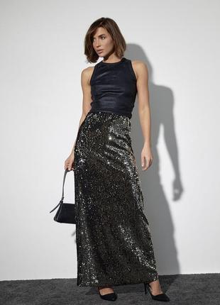 Бархатная юбка карандаш миди длинная макси с пайетками блестящая нарядная праздничная новогодняя зара zara
