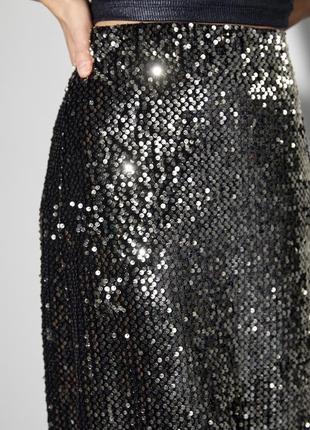 Бархатная юбка карандаш миди длинная макси с пайетками блестящая нарядная праздничная новогодняя зара zara4 фото