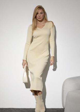 Жіноча сукня силуетна по фігурі міді ромбоподібний візерунок на талії  в рубчик в’язана базова стильна тренд зара zara