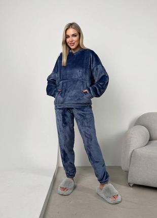 ✨ женская пижама теплая на молнии днка-н802-41796 , джинс