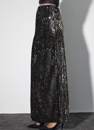 Длинная бархатная юбка с пайетками артикул: 893155 фото