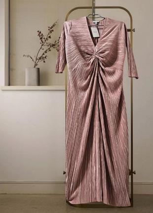 Платье стрейч вечернее в рубчик koco&k london пудрового цвета