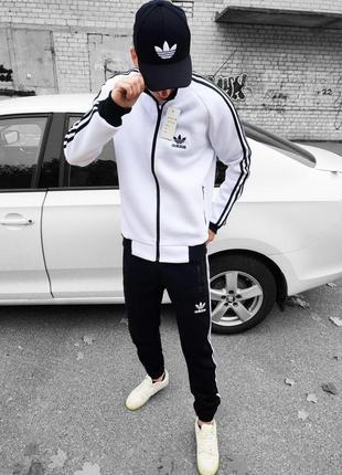 Зимовий чоловічий спортивний костюм adidas білий