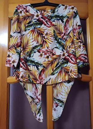 Рубашка блуза гавайка с завязками9 фото