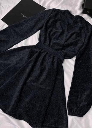 Платье женское короткое мини люрексовое на запах блестящего с поясом нарядное праздничное новогоднее на новый год корпоратив красивая черная серая бордовая2 фото