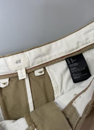 Бежевые классические брючные шорты h&m, эйчендем, базовые, однотонные, кофейные, коричневые.3 фото