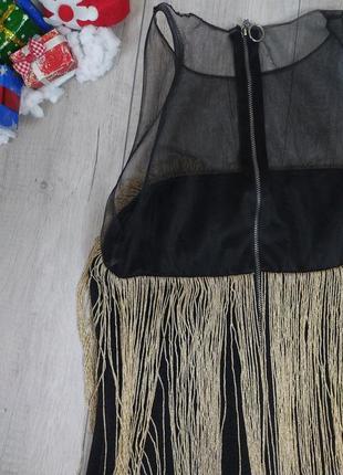Женское платье alaii без рукавов с бахромой верх сеточка чёрное размер 38 (м)5 фото