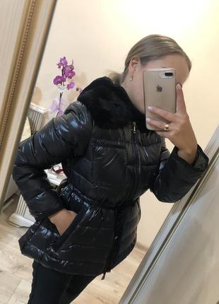 Черный пуховик moncler zara hm mango massimo dutti куртка зимняя зимняя короткая4 фото