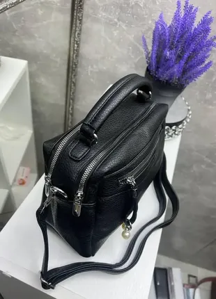Чорна — два відділення на блискавці — елегантна стильна сумочка з прикрасою3 фото