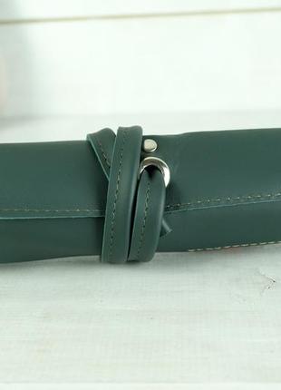 Кожаный пенал "скрутка на 8 кармана", натуральная кожа grand, цвет зеленый1 фото
