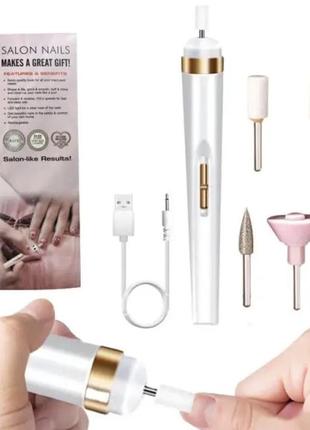 Прилад для моделювання корекції нігтів манікюрний  набір для манікюру та педикюру п’ять насадок usb кабель з освітленням