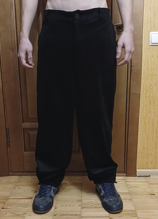 Wide velvet black pants1 фото