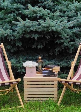Столик до шезлонга, стіл садовий терасний дерев'яний1 фото