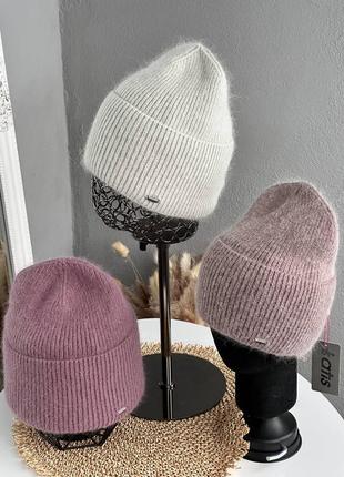 Теплая женская зимняя шапка ангора, машинная вязка, 9 цветов6 фото