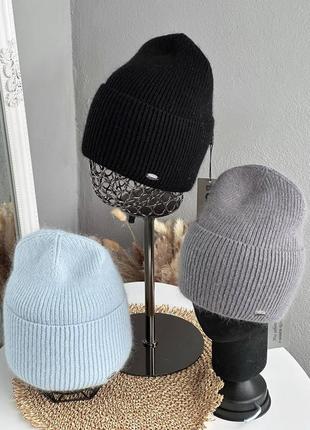 Теплая женская зимняя шапка ангора, машинная вязка, 9 цветов8 фото