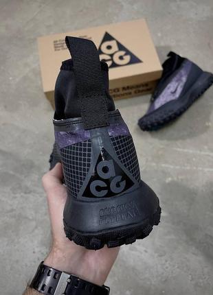 Трендовые мужские непромокаемые кроссовки nike acg mountain fly gtx black violet чёрные с сиреневым гортекс6 фото