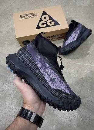 Трендовые мужские непромокаемые кроссовки nike acg mountain fly gtx black violet чёрные с сиреневым гортекс3 фото