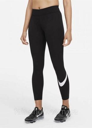 Леггинсы nike sportswear essential women's mid-rise swoosh black - оригинал