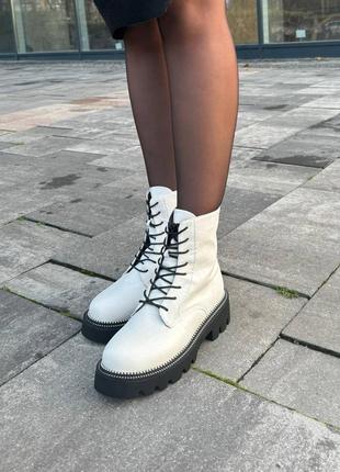 Зимові жіночі чобітки boots white натуральна шкіра та мех2 фото