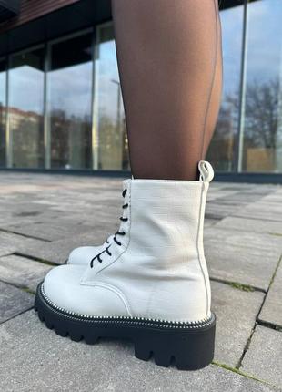 Зимові жіночі чобітки boots white натуральна шкіра та мех8 фото