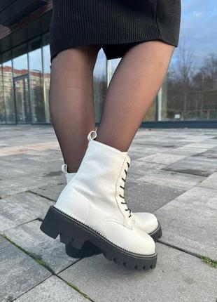 Зимові жіночі чобітки boots white натуральна шкіра та мех9 фото