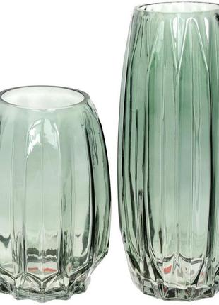 Ваза декоративна ancient glass "грейс" 20х14 см, скло, зелений2 фото