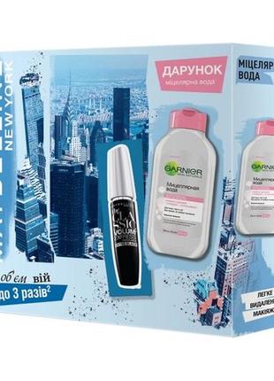 Подарочный набор maybelline new york (туш для ресниц, 10 мл + мицеллярная вода, 125 мл)