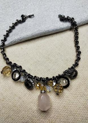 Кольє. розовий кварц.