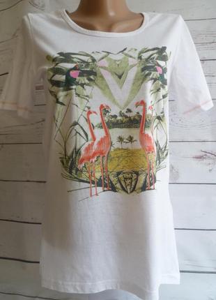 Белая футболка с фламинго хлопок cecilia classics