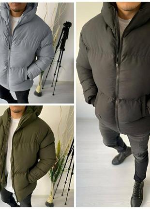 Мужская хаки зимняя теплая стильная базовая курточка весна осень зима до -20 градусов 20242 фото