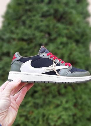 Nike air jordan 1 low fragment черные с зеленым кроссовки мужские кожаные замшевые топ качество найк джордан осенние весне демисезонные демисезонные9 фото