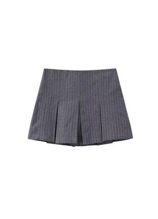 Серая мини юбка-шорты от zara, серые трендовые скорты плиссе
