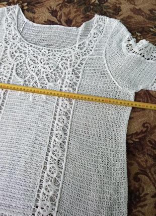 Женская блузка кружево белая 52/54 размер коттон4 фото