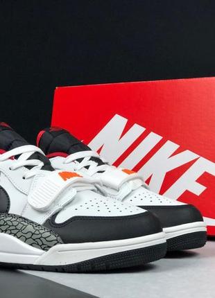 Nike air jordan legacy 312 low кроссовки мужские кожаные белые с красным демисезонным осенними высокими6 фото