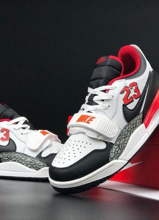 Nike air jordan legacy 312 low кроссовки мужские кожаные белые с красным демисезонным осенними высокими4 фото