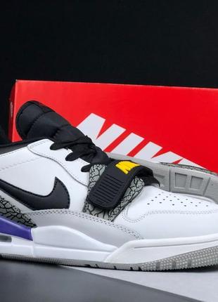 Nike air jordan legacy 312 low кросівки чоловічі шкіряні найк джордан білі з сірим весняні демісезонні демісезон високі топ якість