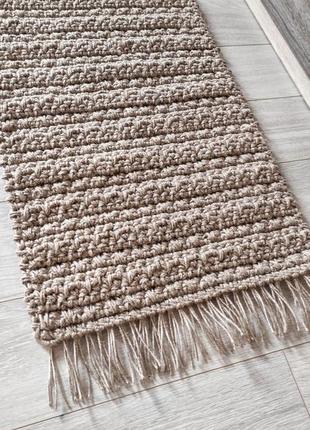 Плетений коврик з китицями. джутовий килимок для ванни. вхідний килим10 фото